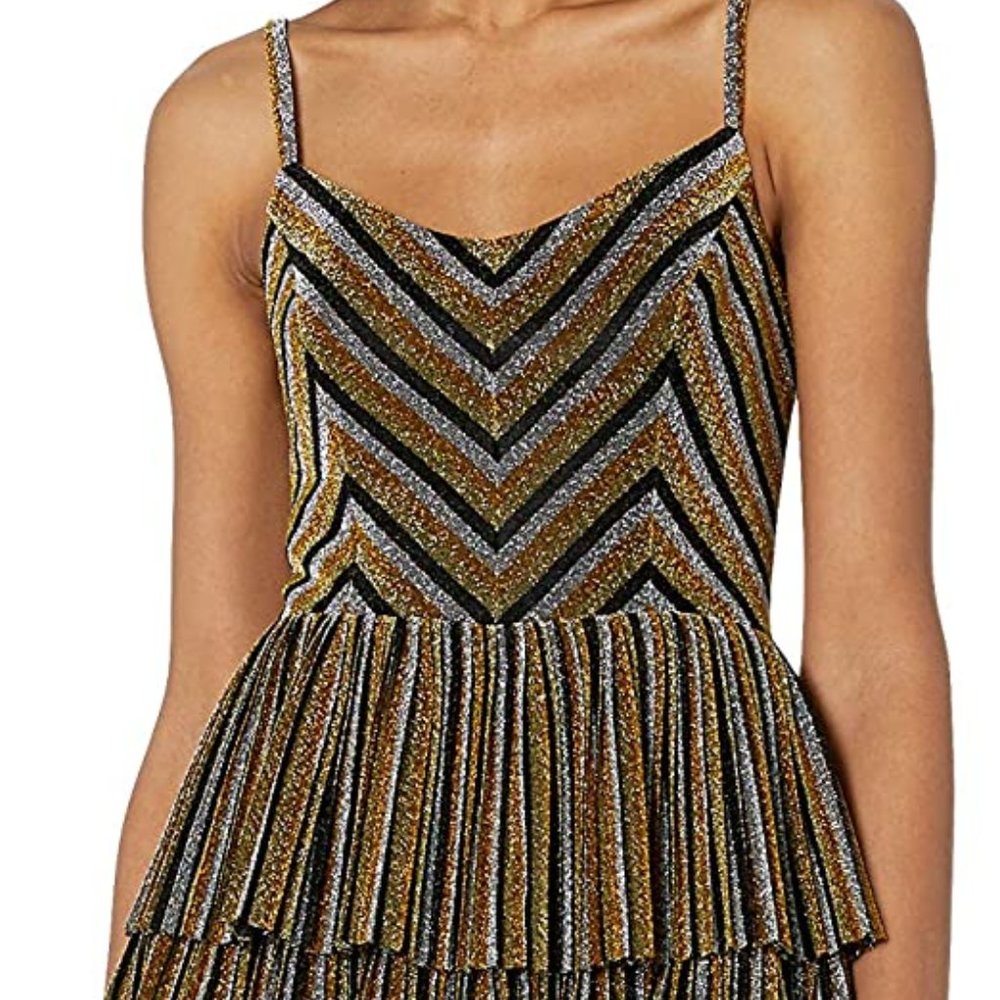 Dress the Population -Gold/Silver/Black Cocktail Dress NWT!
